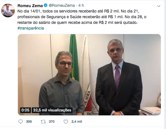 Governo de Minas divulga escala de pagamento de servidores para salário de dezembro