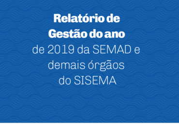 Relatório de Gestão do ano de 2019 da SEMAD e demais órgãos do SISEMA