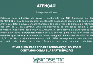 AGE do próximo dia 11 será decisiva; participem!