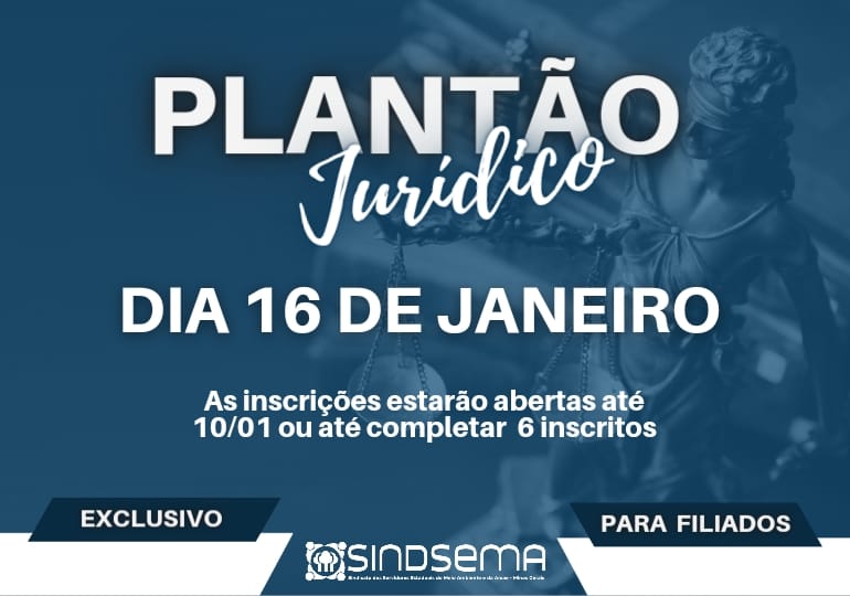 Primeiro plantão jurídico de 2023 será dia 16 de janeiro