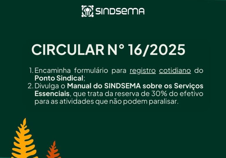 16ª CIRCULAR DO SINDSEMA