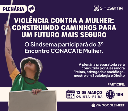 Sindsema promove plenária sobre violência contra a mulher no Sisema